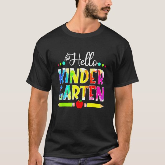 Back To School Hello Kindergarten Girls Boys Teach T-shirt (Voorkant)