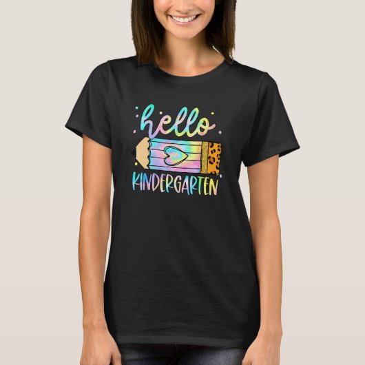 Back To School Hello Kindergarten Leopard Pencil K T-shirt (Voorkant)