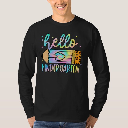 Back To School Hello Kindergarten Leopard Tie Dye  T-shirt (Voorkant)