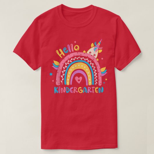 Back To School Hello Kindergarten Rainbow Unicorn T-shirt (Design voorkant)