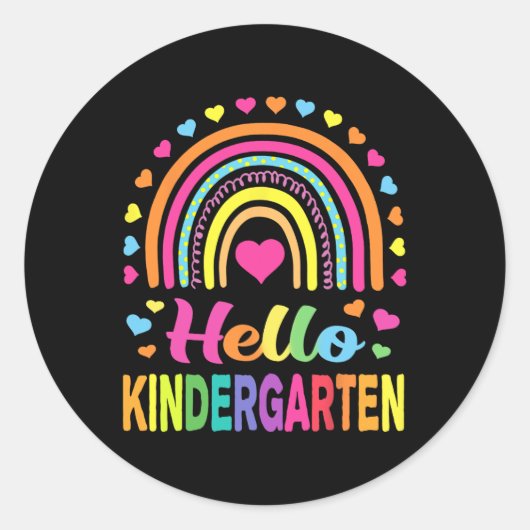 Back to School Hello Kindergarten Squad Teachers W Ronde Sticker (Voorkant)