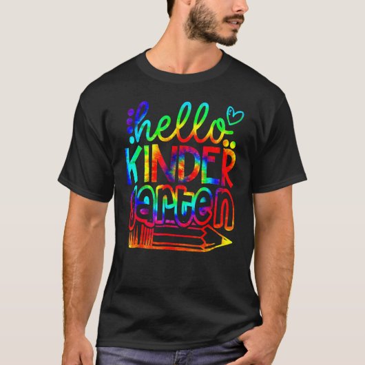 Back To School Hello Kindergarten Tie Dye Teacher  T-shirt (Voorkant)