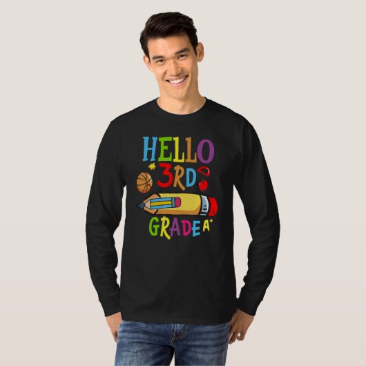 Back To School Hello Third 3rd Grade For Kids T-shirt (Voorkant volledig)