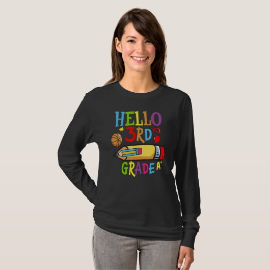 Back To School Hello Third 3rd Grade For Kids T-shirt (Voorkant volledig)