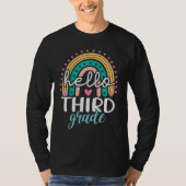 Back To School Hello Third Grade Rainbow 3rde Grad T-shirt (Voorkant)