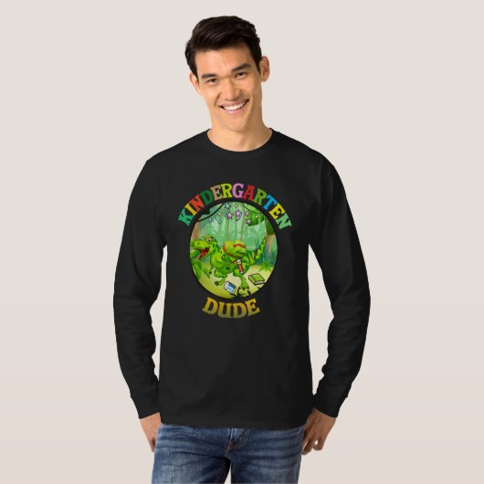 Back To School Kids Kindergarten Dude Dinosaur Boy T-shirt (Voorkant volledig)