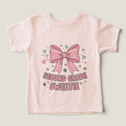Back to School Kids T-shirt with Pink Bow (Design voorkant)