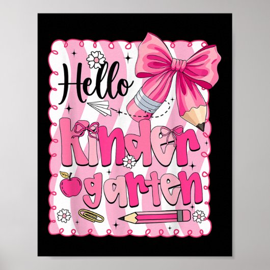 Back To School Kindergarten Coquette Pencil Bow Gi Poster (Voorkant)