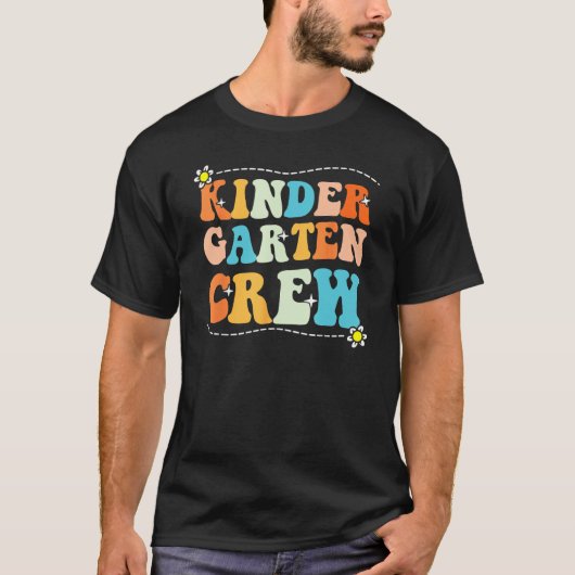 Back To School Kindergarten Crew Groovy Retro Teac T-shirt (Voorkant)