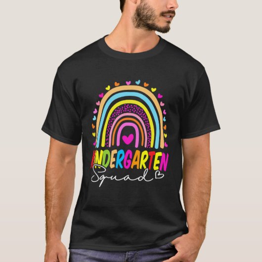 Back To School Kindergarten Squad Rainbow Teacher T-shirt (Voorkant)