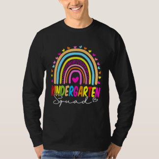 Back To School  Kindergarten Squad Rainbow Teacher T-shirt