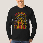 Back To School Leopard High School Teacher Rainbow T-shirt (Voorkant)