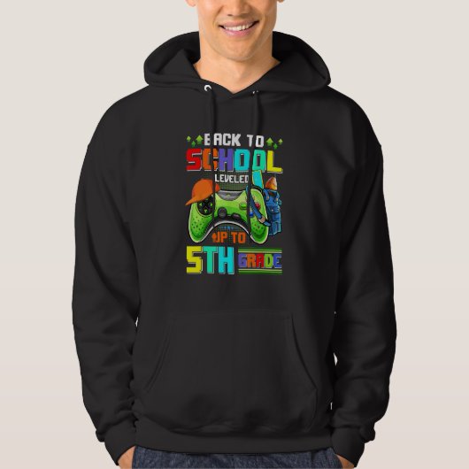 Back To School Leveled To 5th Grade School Boys Vi Hoodie (Voorkant)