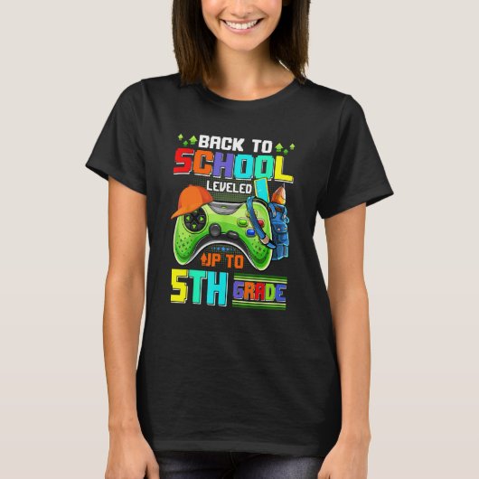Back To School Leveled To 5th Grade School Boys Vi T-shirt (Voorkant)