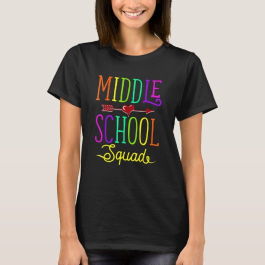 Back To School Middle School Squad Teacher Student T-shirt (Voorkant)
