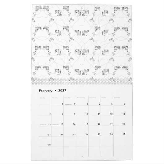 Back-to-School Minimal Line Pattern | Summer Kalender (Feb 2027)