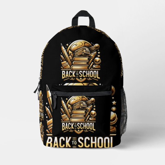 "Back to School" ontworpen gouden logo Bedrukte Rugzak (Voorkant)