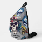 Back to school or hell Big skull floral Grey Sling Bag (Rechterhoek)