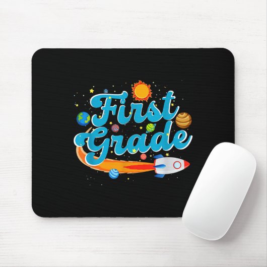 Back to school outer space teacher first grade muismat (Met muis)