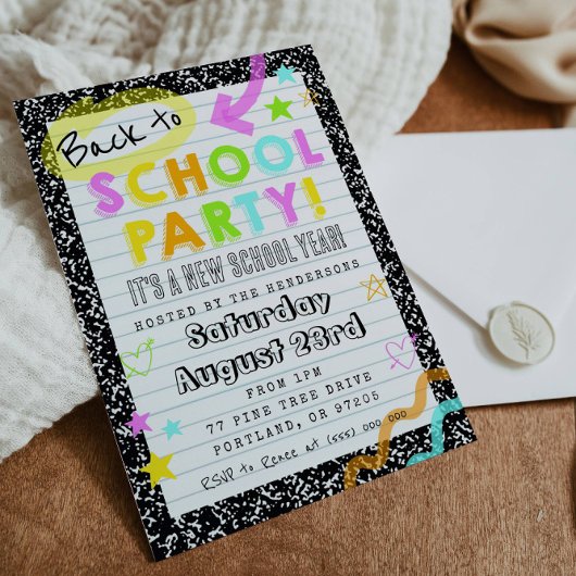 Back To School Party Invitation Kaart