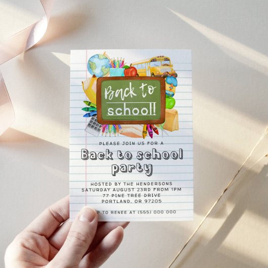 Back To School Party Invitation Kaart