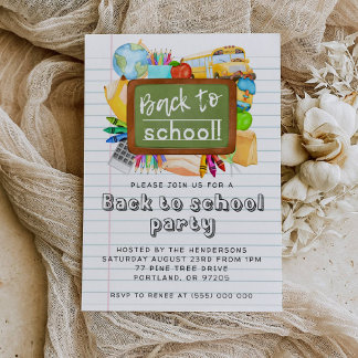 Back To School Party Invitation Kaart