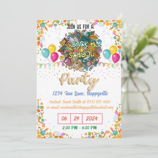 back-to-school party uitnodiging (Staand voorkant)