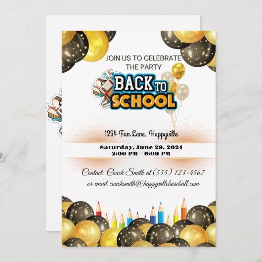 back-to-school party uitnodiging (Voorkant / Achterkant)