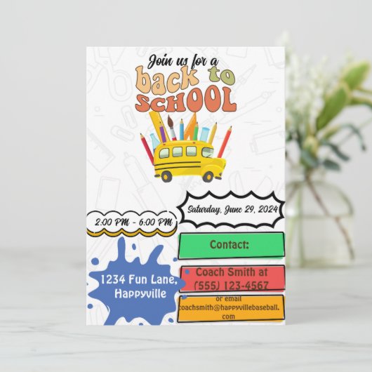 back-to-school party uitnodiging (Staand voorkant)