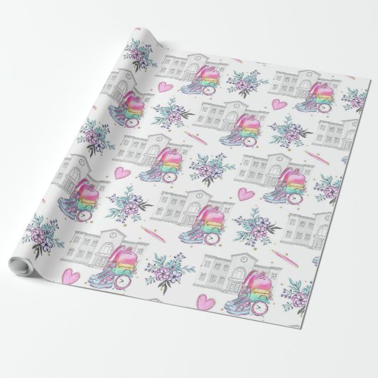 Back to School Pattern Cadeaupapier (Uitgerold)