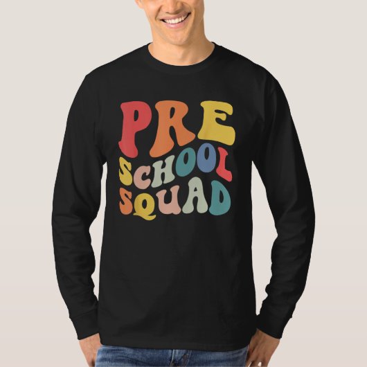 Back to School Preschool Squad Groovy Teacher Kids T-shirt (Voorkant)