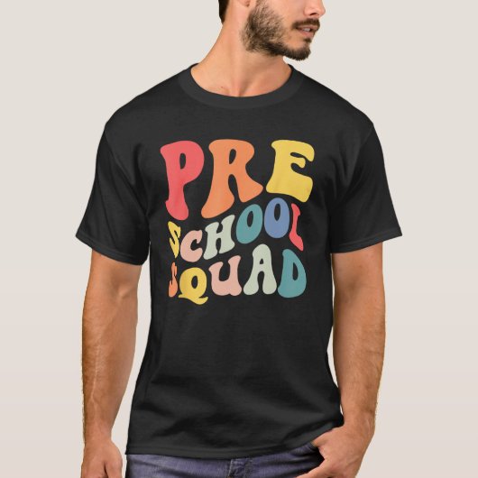 Back to School Preschool Squad Groovy Teacher Kids T-shirt (Voorkant)