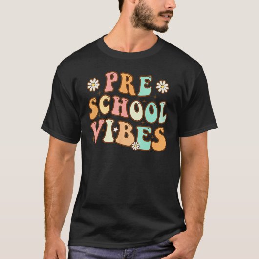 Back To School Preschool Vibes Retro Teacher Nurse T-shirt (Voorkant)