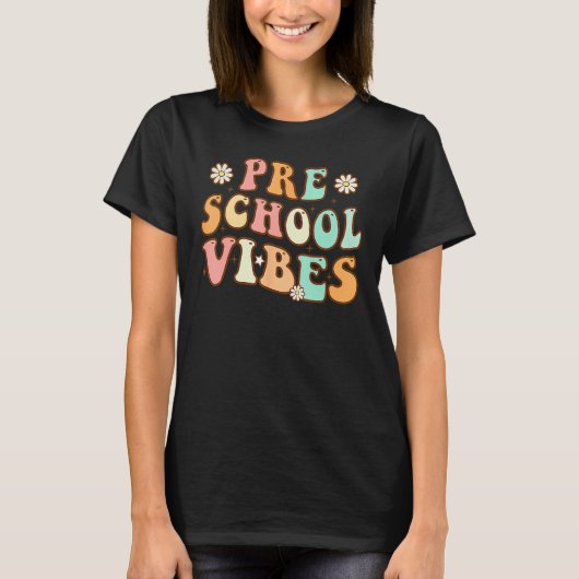 Back To School Preschool Vibes Retro Teacher Nurse T-shirt (Voorkant)