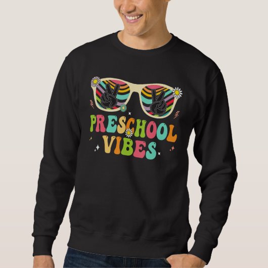 Back To School Preschool Vibes Retro Teacher Women Trui (Voorkant)