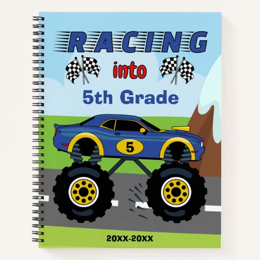 Back-to-School Racing Monster Truck, Rang toevoege Notitieboek (Voorkant)