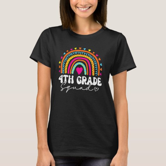 Back To School Rainbow 4th Fourth Grade Squad For T-shirt (Voorkant)