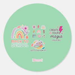 Back to School Rainbow / Regreso Arcoíris Escolar Ronde Sticker