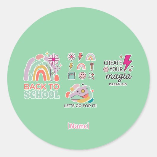 Back to School Rainbow / Regreso Arcoíris Escolar Ronde Sticker (Voorkant)