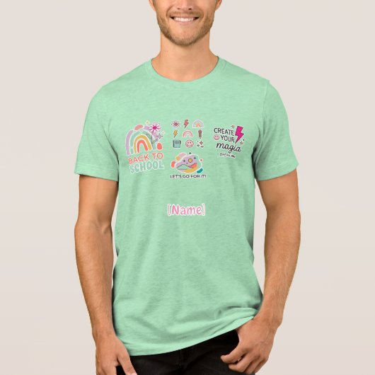 Back to School Rainbow / Regreso Arcoíris Escolar Tri-Blend Shirt (Voorkant)