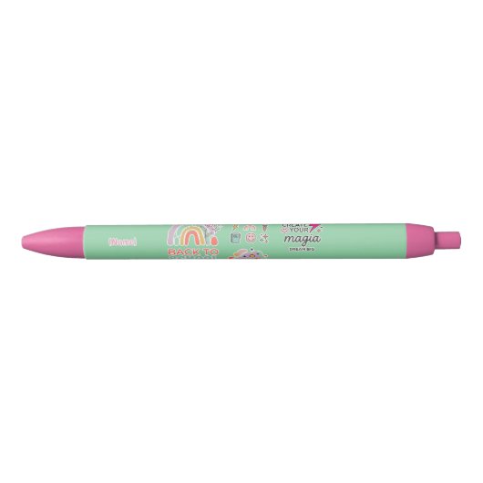 Back to School Rainbow / Regreso Arcoíris Escolar Zwarte Inkt Pen (Voorkant)
