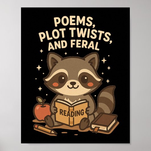 Back To School Reading Teacher Raccoon Poem Plot T Poster (Voorkant)