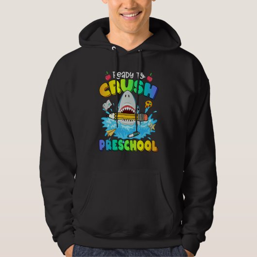 Back To School Ready To Crush Preschool Shark Boy Hoodie (Voorkant)