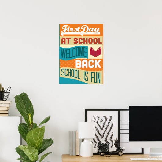 Back to School Retro Typografie Poster (Thuiskantoor)