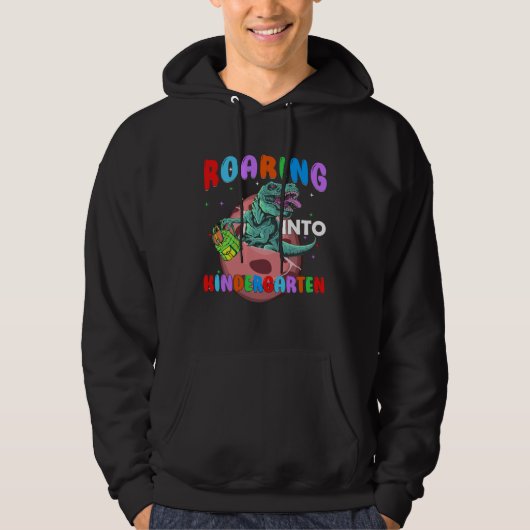 Back to School Roaring Kindergarten Dinosaur Rex B Hoodie (Voorkant)
