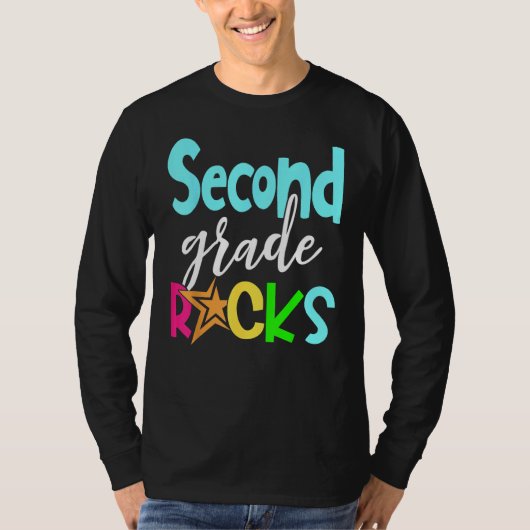 Back To School Second 2nd Grade Rocks Boys Girls K T-shirt (Voorkant)
