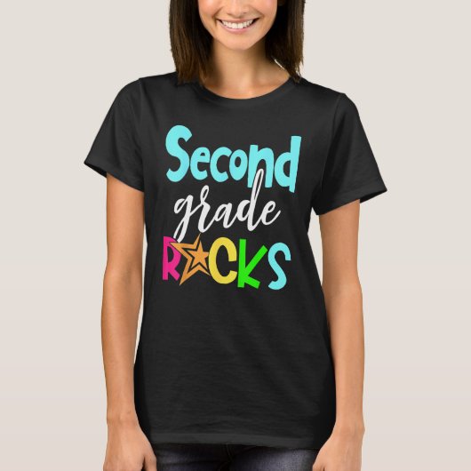 Back To School Second 2nd Grade Rocks Boys Girls K T-shirt (Voorkant)