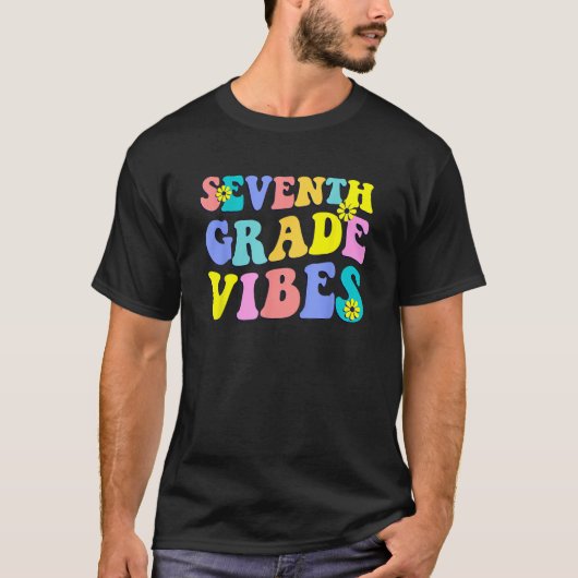 Back To School Seventh Grade Vibes Student Teacher T-shirt (Voorkant)