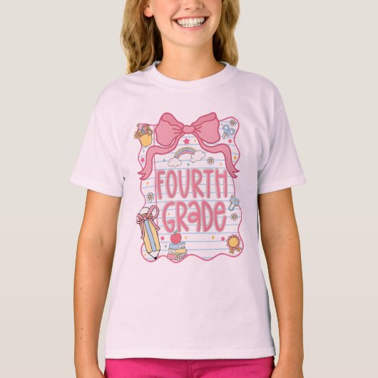 Back to School Shirt, Fourth Grade Kids T Shirt (Voorkant)