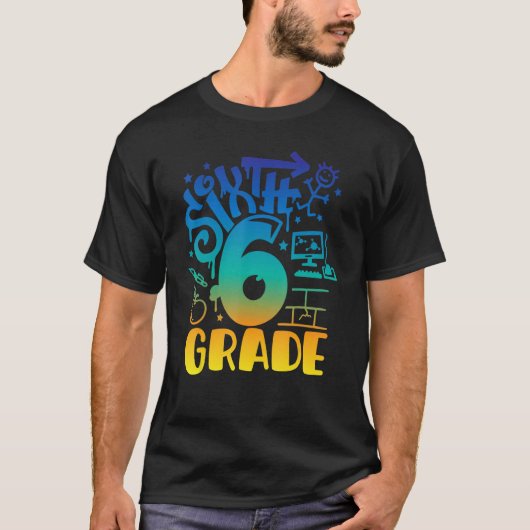 Back To School Sixth 6th Grade Teacher Boys Graffi T-shirt (Voorkant)